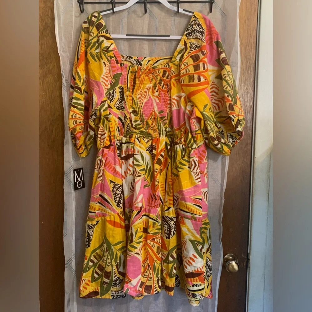 Mlle Gabrielle Plus Size Cotton Floral Print Summer Dress-Size 3X - Picture 4 of 11
